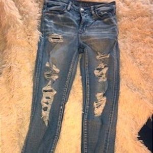 american eagle distressed jeans, high waisted
